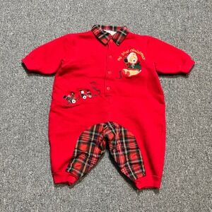 Vintage First Impressions Romper 18M Red My First Christmas Plaid 90s Holiday